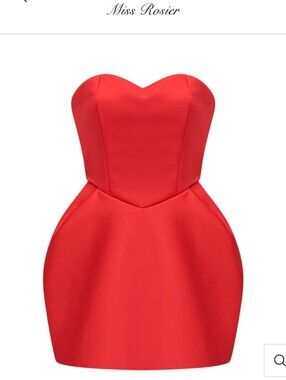 Miss Rosier Nwt  Laure Red Heart Off-shoulder Mini Dress Size Medium